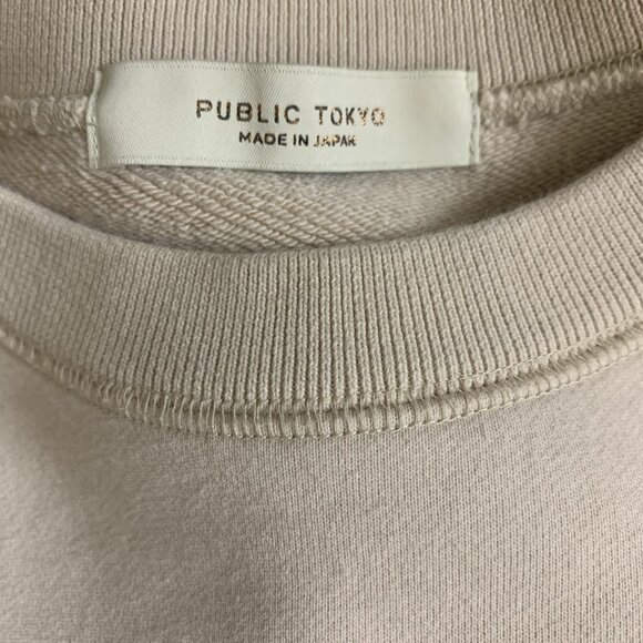 Public Tokyo Beige Minimalist Oversized Crewneck Sweatshirt Free Size Streetwear - Picture 3 of 4